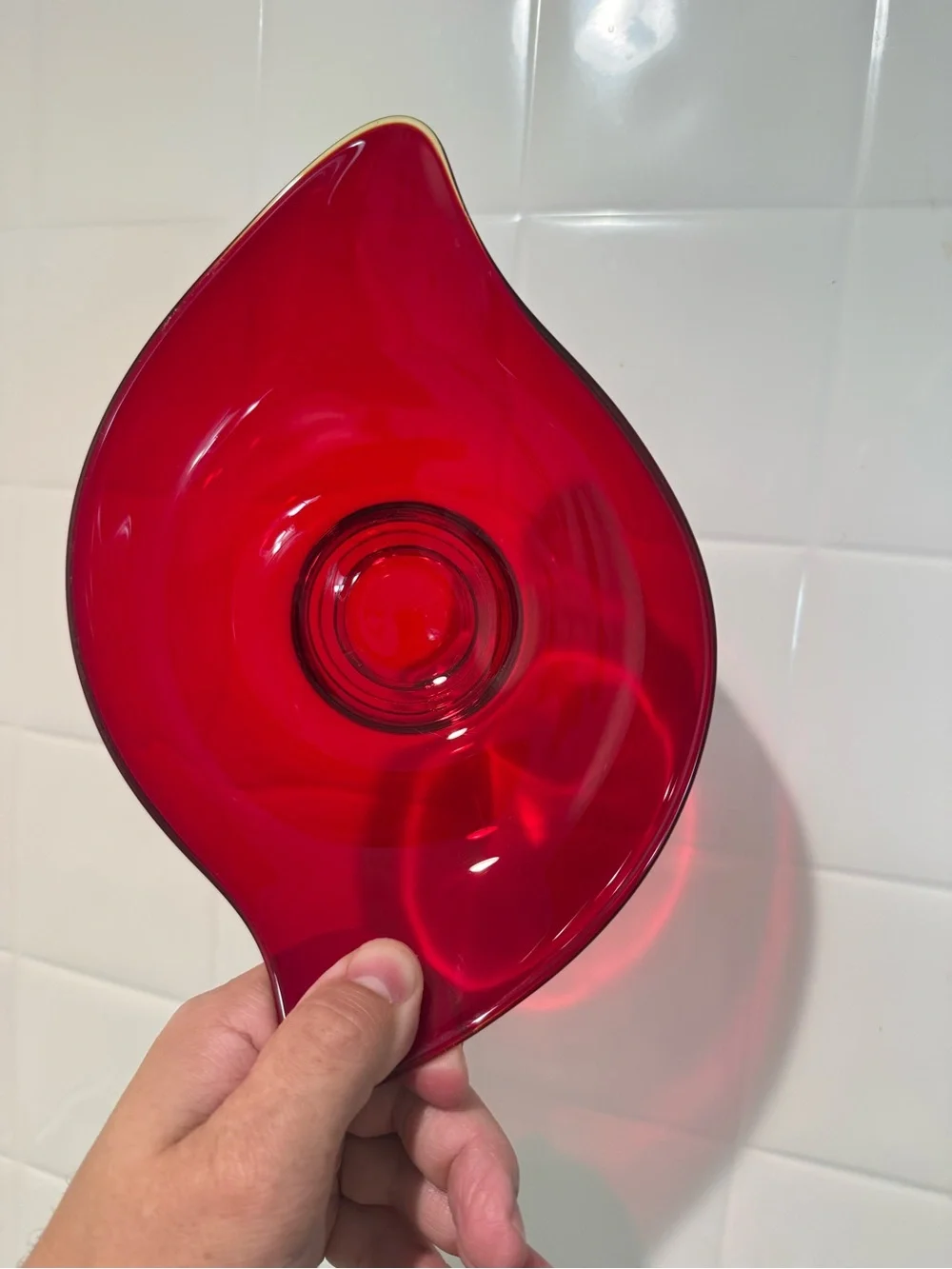 Viking Vintage MCM Red Glass Bowl/Candy Dish 9